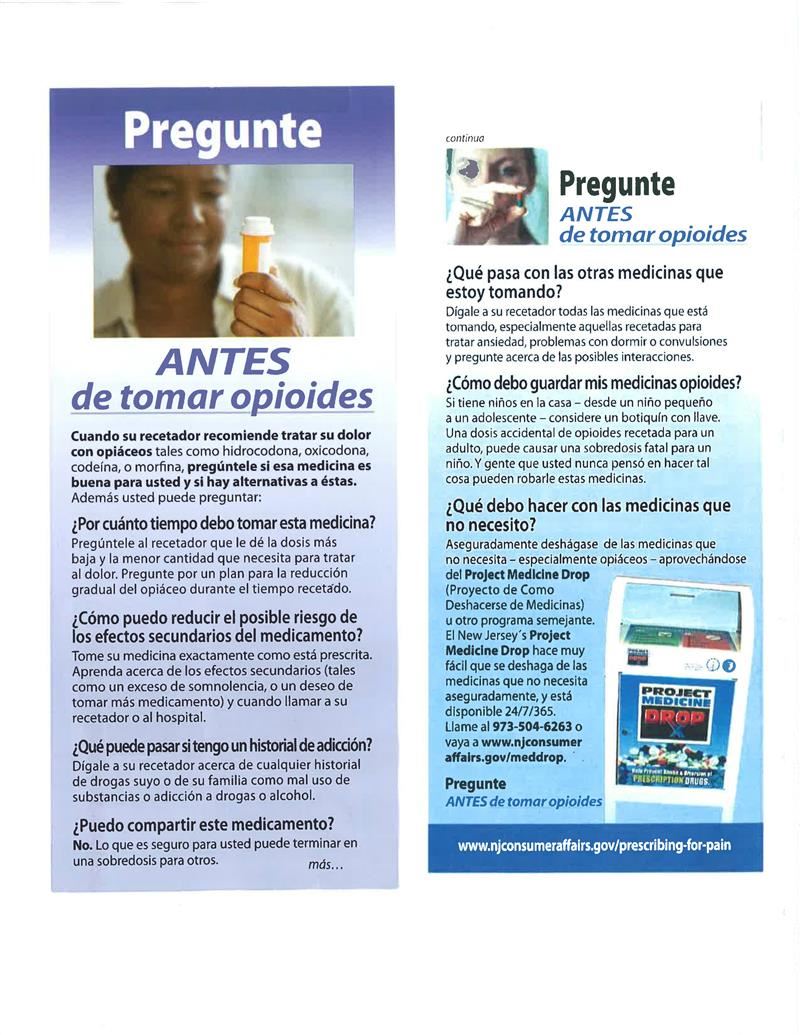 Questions to ask before taking Opioids Spanish 